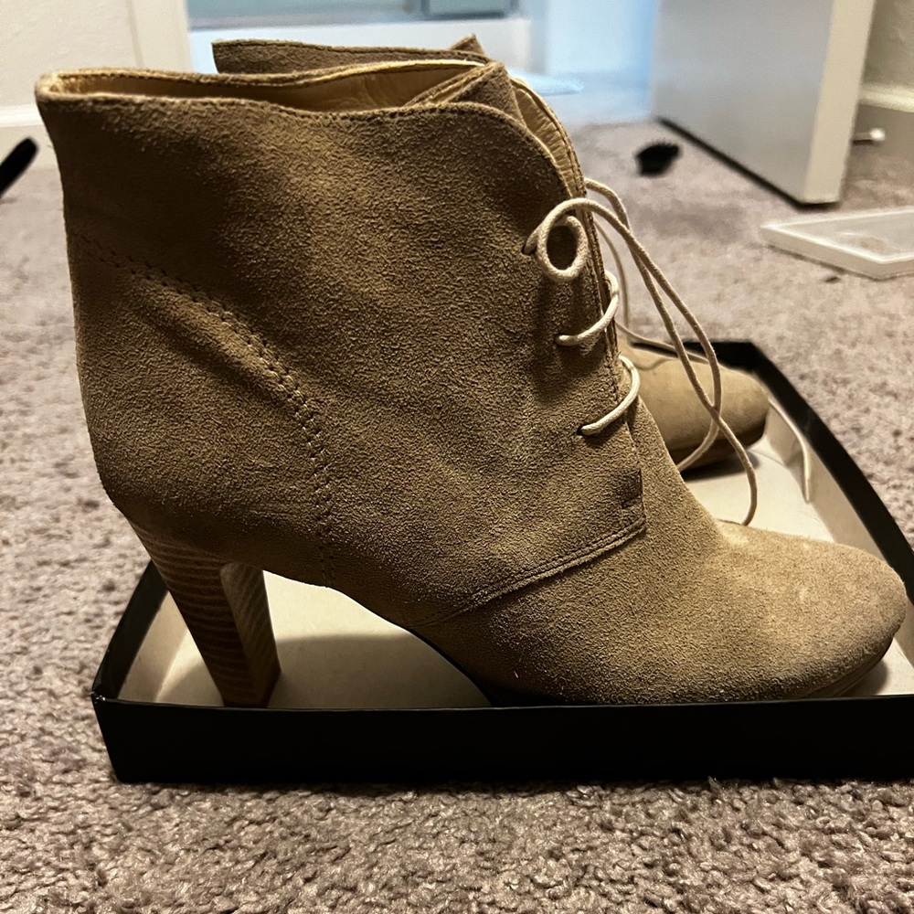 Barney’s New York beige suede booties